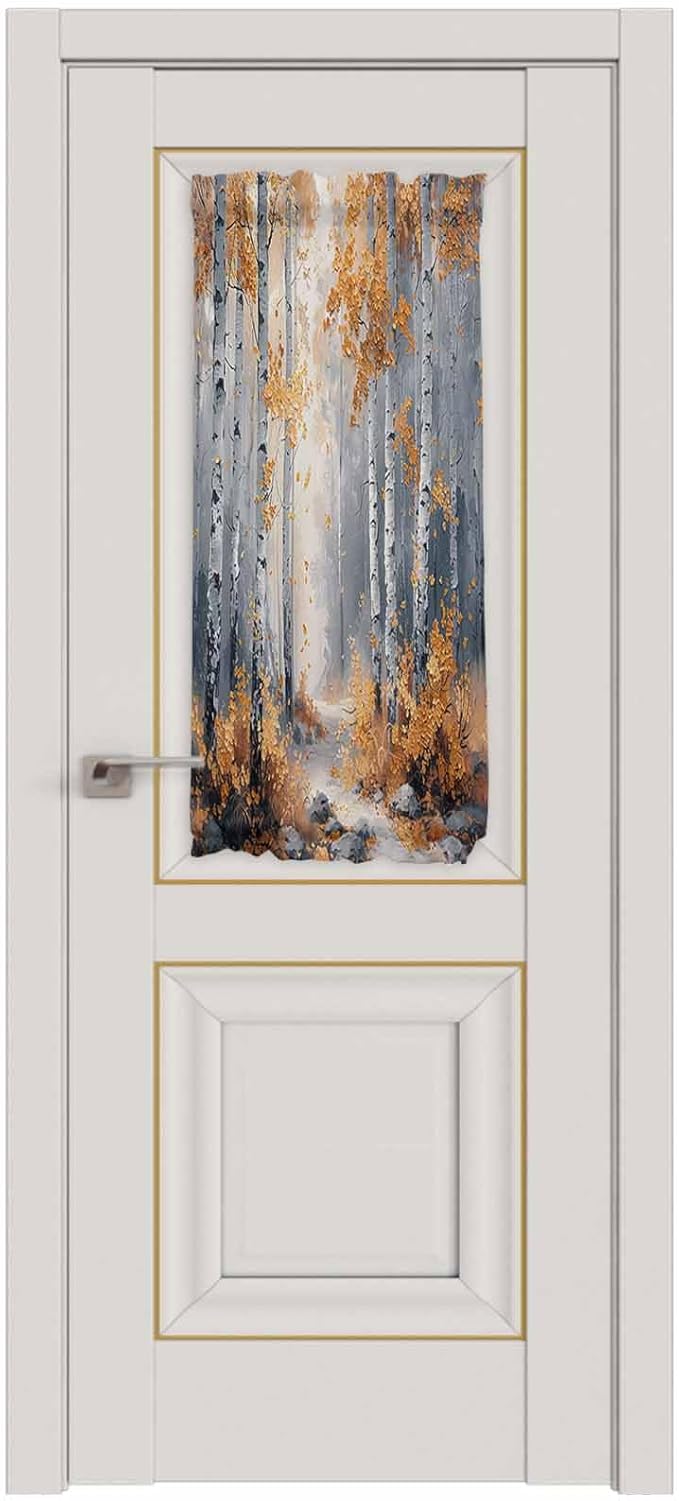 French Door Curtain Panel for Front Door, Branch Yellow Forest Art Oil Painting Slidelight Door Curtains with Tieback Light Filtering Privacy Panels for Doorway Entryway 25"x 40"