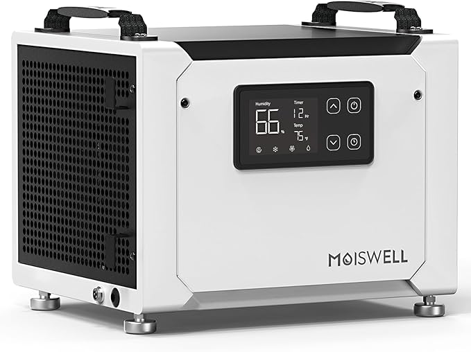 70 Pints Commercial Dehumidifier with Drain Hose, Portable Crawl Space Dehumidifier for Basement and Home, Automatic Defrost, Moiswell Defender ME-7