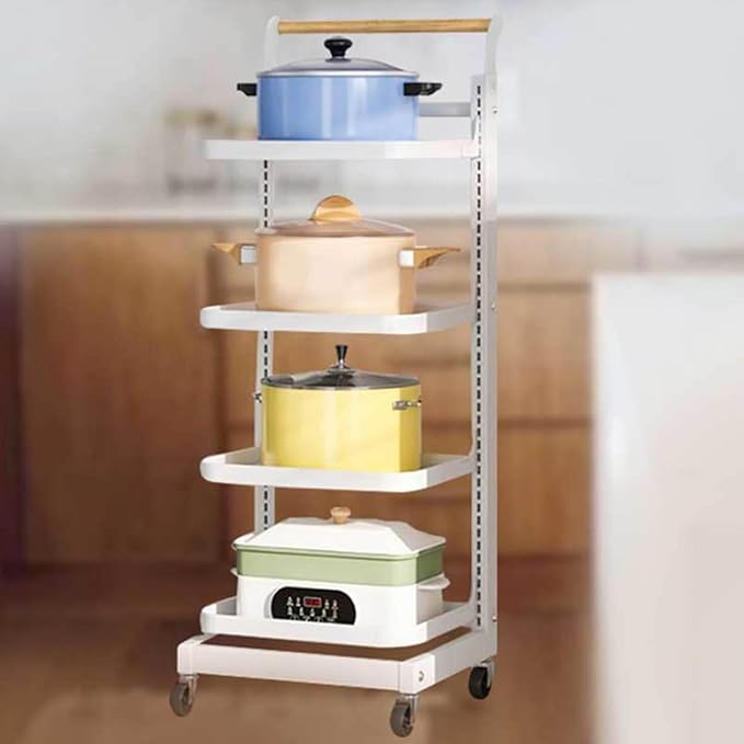 Kitchen Storage nizer for Pots and Pans Microwave Shelf Rack with Pot Holder White (4 * 4 Boards)