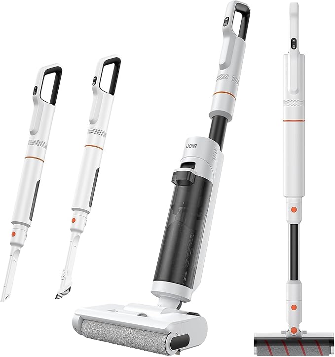 JONR ED20 Pro 4-in-1 Wet Dry Vacuum Cleaner Cordless,17000 Pa Vacuum Suction Power, Self-Cleaning and Automatic Drying with One Click, Intelligent Voice Reminder