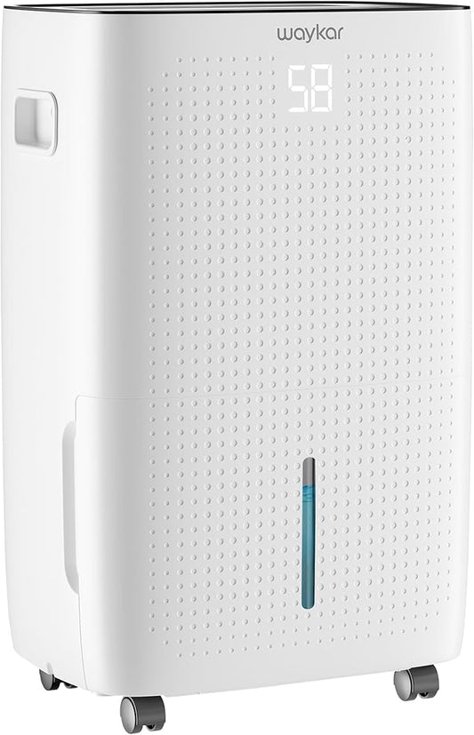 Waykar 150 Pint 7,500 Sq.Ft Dehumidifier with Pump for Basement & Home, Large Room, Smart Compressor Dehumidifier with Drain Hose & Tank for Commercial, 30–80% RH Control, 90° Auto Swing, Auto Defrost