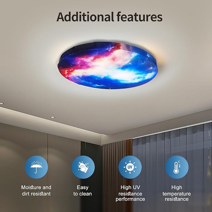12" Ceiling Light Cover, 1 Pcs Flush Mount Light Fixture Cover, Fabric Ceiling Light Fixture Cover, Light Filters (Nebula)