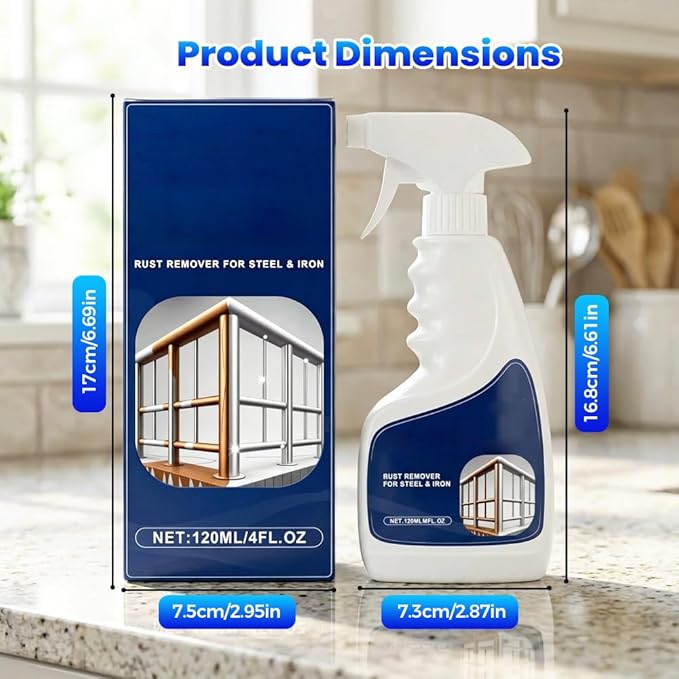 Rust Remover Spray for Metal, Powerful Rust Remover Heavy Duty Metal Cleaner, Multipurpose Rust Stain Remover for Metal, Stainless Steel, Automotive Parts, Fast Acting (3PCS)