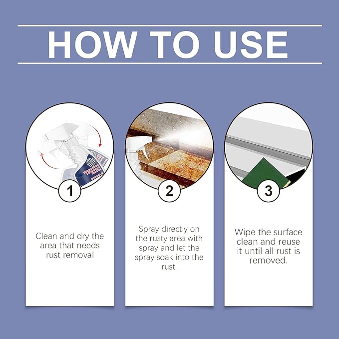 Powerful Rust Remover for Metal and Stainless Steel,Rust Remover Spray for Metal,Heavy Duty Metal Rust Remover,Highly Concentrated Rust Remover for Steel & Iron, Tools, Automotive Parts (3PCS)
