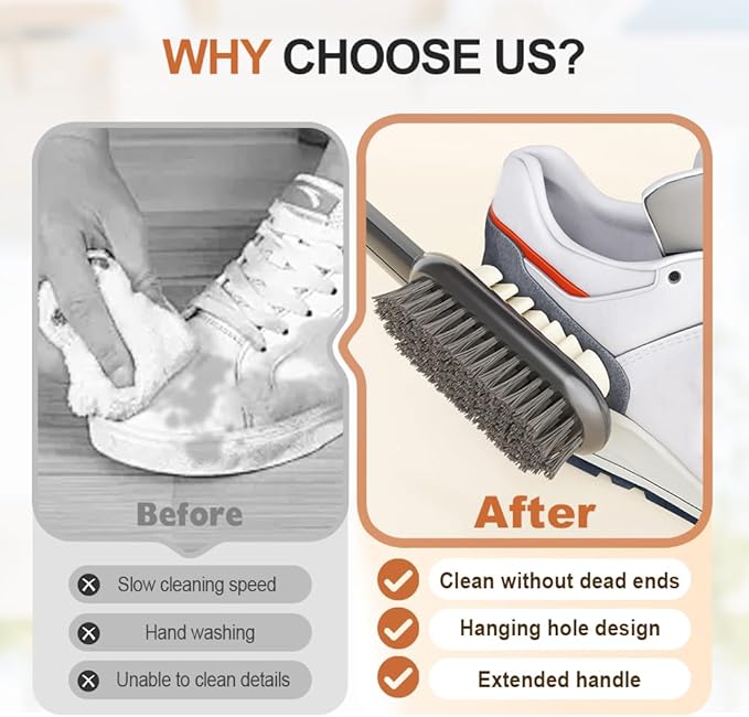 2 in 1 Scrub Suede Shoe Brush, Rubber Polish Eraser with Soft Bristle Brush for Suede Cleaner and Nubuck Brush (White)