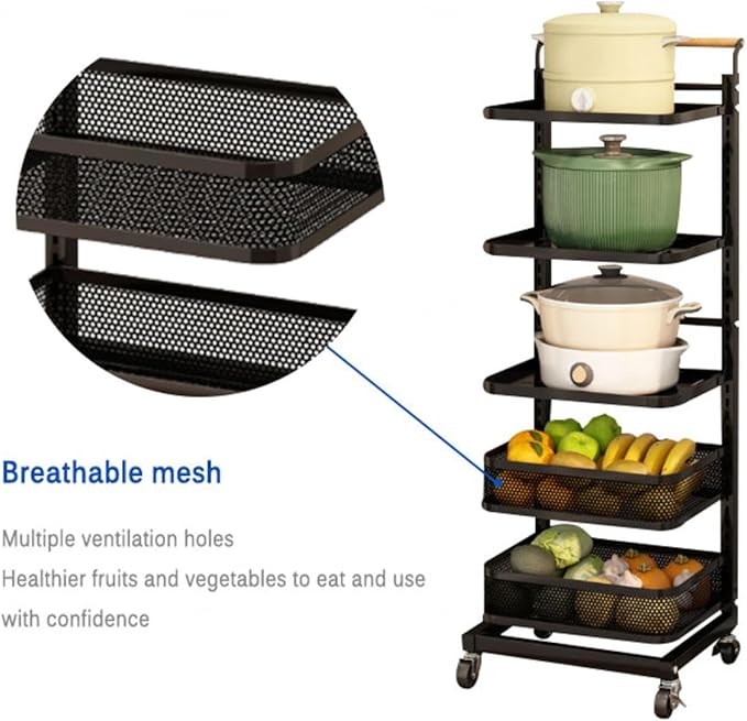 3 Tier Microwave Shelf Stand Kitchen Counter nizer Free Standing Pot Rack Stand with Saucepan Racks Black