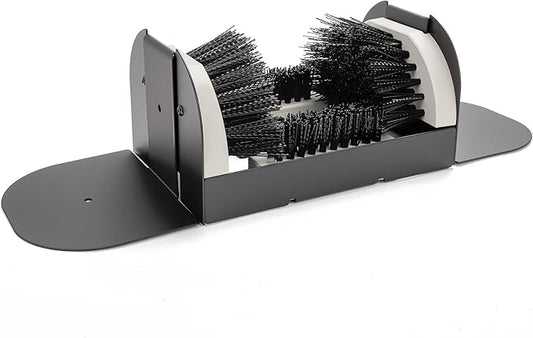 Portable Boot Scrubber with Detachable Fold-Out Footboards, No Mounting Required Mud Scraper, Heavy Duty Shoe Brush with Integrated Steel Plates for Outdoor, Garden & Work Site