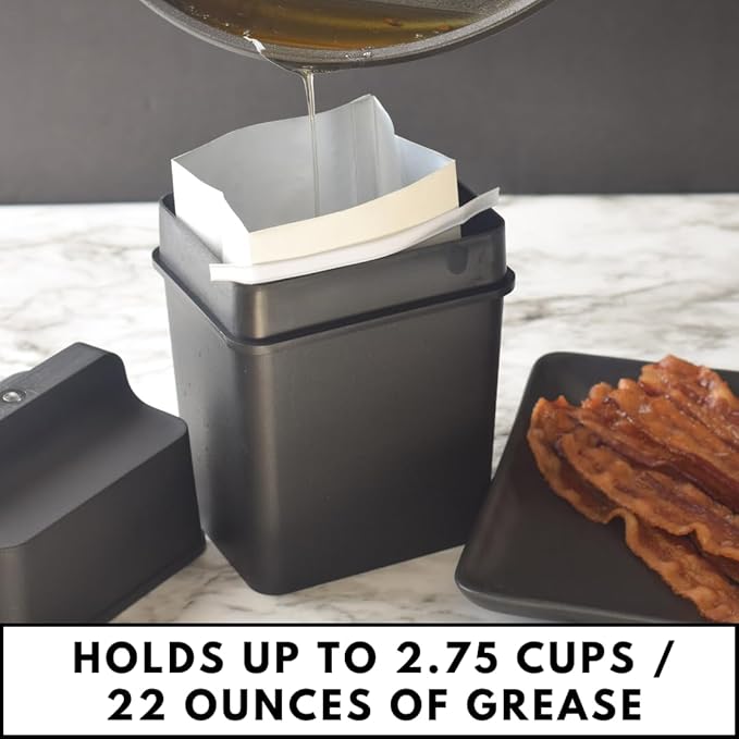 Range Kleen Grease Container for Kitchen – “600-02 Trap the Grease” Grease Keeper System w/ 2 Fat Trapper Refill Bags + Kitchen Grease Container