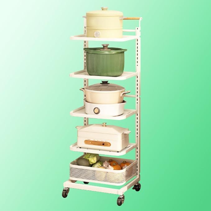 Kitchen Storage Rack nizer for Pots Pans and Lids Drawer and Cupboard Storage Solution with Corner Design for Large Capacity White