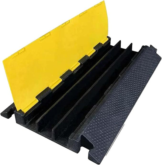 Protective Wire Cord Ramp Driveway Rubber Traffic Speed Bumps Cable Protector,Installation Parts Included(900x500mm)