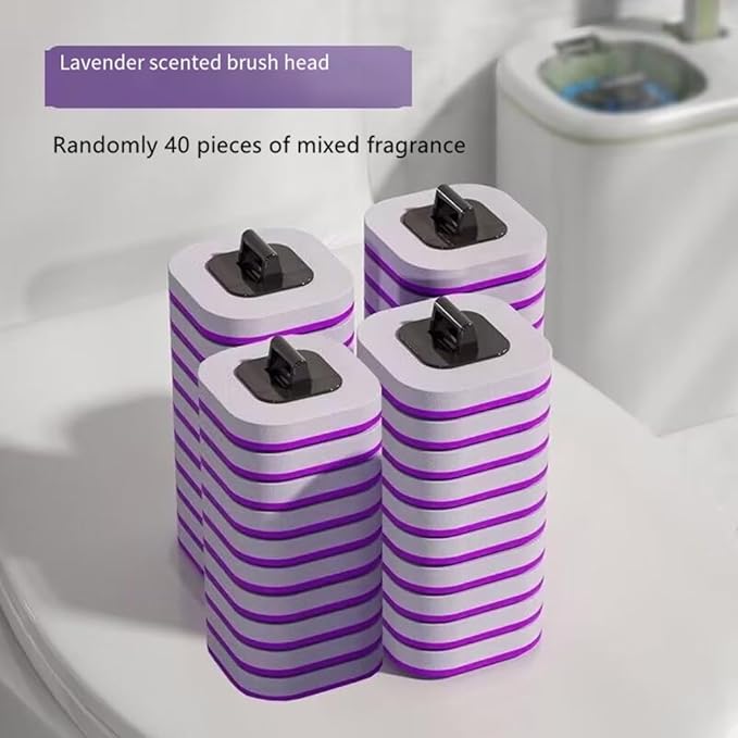 Toilet Brush System with 40 Count Refills, Toilet Holder Bowl Wand Brush Cleaning Kit & Replacement Cleaner Refill Pads (40pcs Different Fragrance Refills)