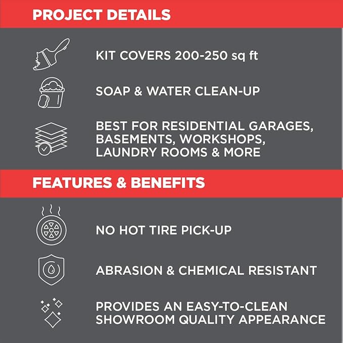 Rust-Oleum 327081 EPOXYSHIELD Garage Floor Coating Kit, 1 Car, Gloss Dark Gray
