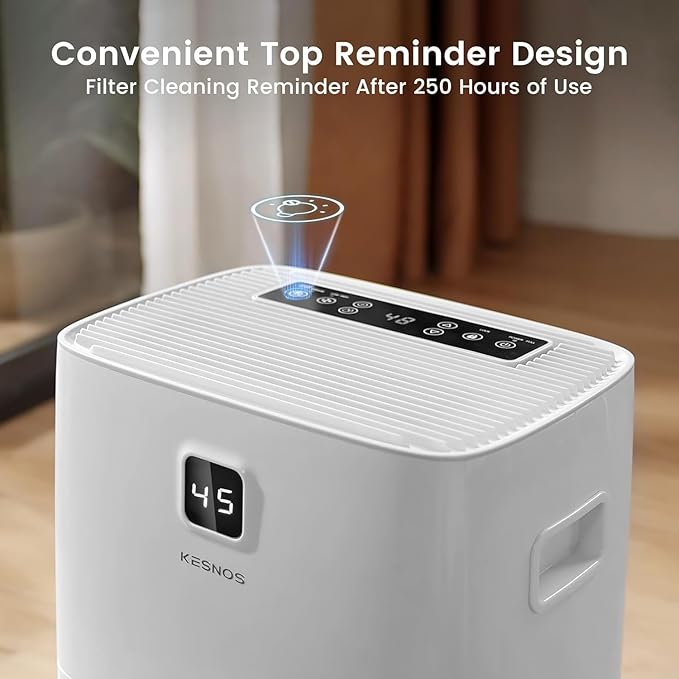 Kesnos 120 Pints Energy Star Dehumidifier for Home & Basement with Drain Hose, Front LED Display and 1.06 Gal Water Tank, Ideal for Spaces up to 6,500 Sq. Ft., Featuring Auto Defrost & Timer