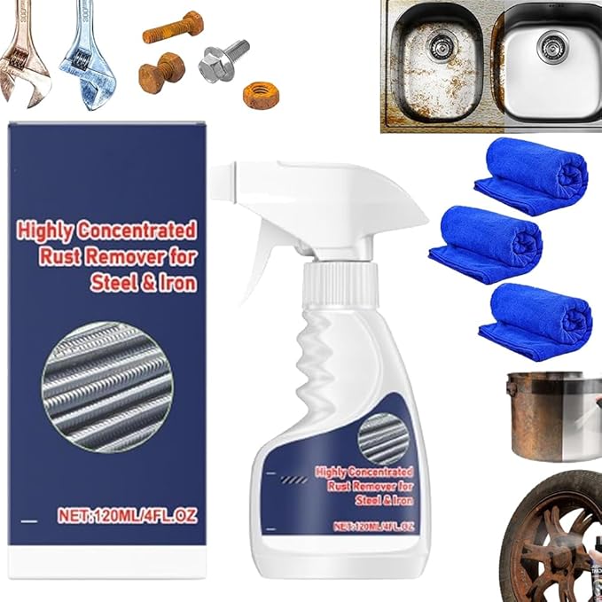 Powerful Rust Remover for Metal and Stainless Steel,Rust Remover Spray for Metal,Heavy Duty Metal Rust Remover,Highly Concentrated Rust Remover for Steel & Iron, Tools, Automotive Parts (1PC)