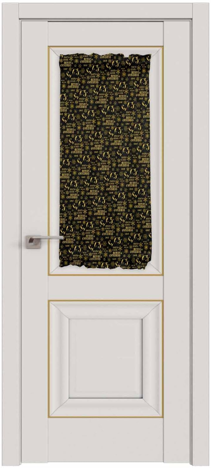 Christmas French Door Curtain Panel for Front Door, Merry Christmas Snow Yellow Black Slidelight Door Curtains with Tieback Light Filtering Privacy Panels for Doorway Entryway 25"x 40"