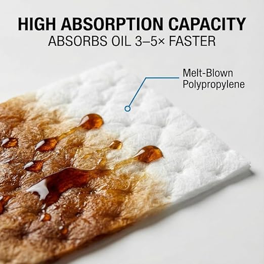 FlashDry Oil Absorbent Pads, Fast-Absorbing Oil-Based Fluid Pads for Garage, Shop, Driveway, Automotive & Marine Use, Tear-Resistant Oil Absorbing Sheets, 17.5" x 13.5", 100-Count Dispenser Box