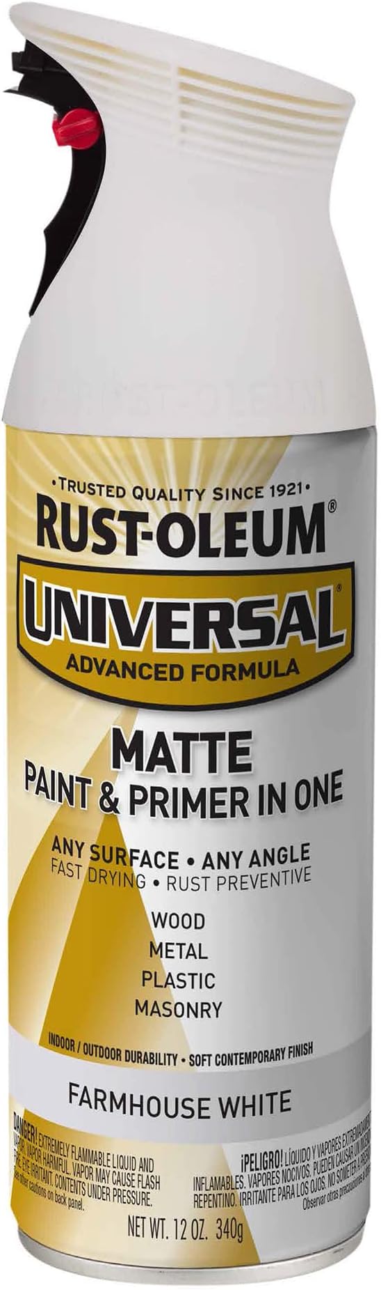 Rust-Oleum 376725 Universal All Surface Spray Paint, 12 oz, Matte Farmhouse White