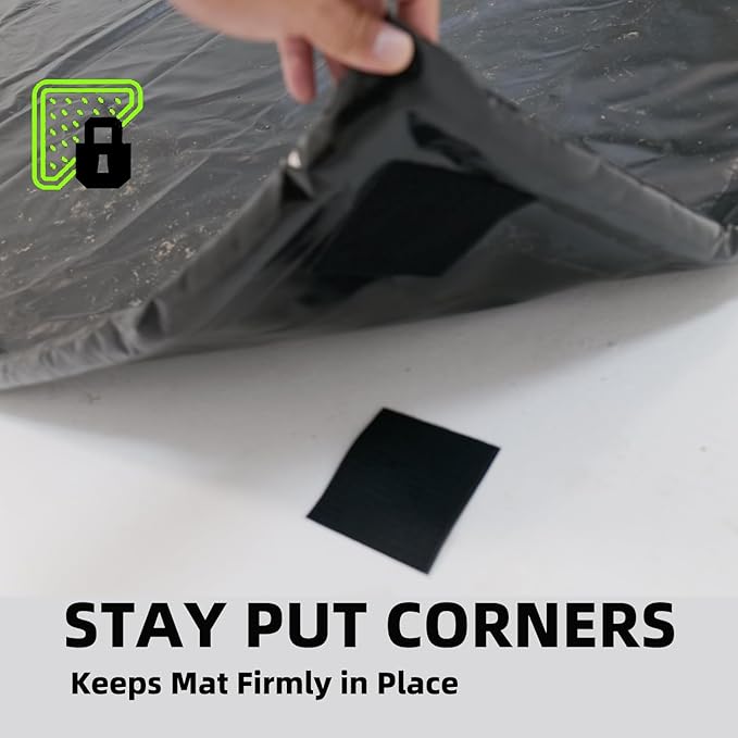 Garage Floor Mat 8'6" x 22' Heavy-Duty Waterproof, Non-Slip PVC Parking Mat, All-Weather Car Containment Mat for Oil, Snow & Dirt Floor Protection Includes Squeegee for Easy Cleanup