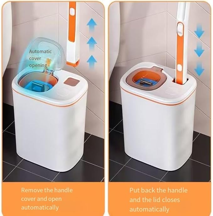 Toilet Brush System with 40 Count Refills, Toilet Holder Bowl Wand Brush Cleaning Kit & Replacement Cleaner Refill Pads (Toilet Cleaning Kit - Orange)