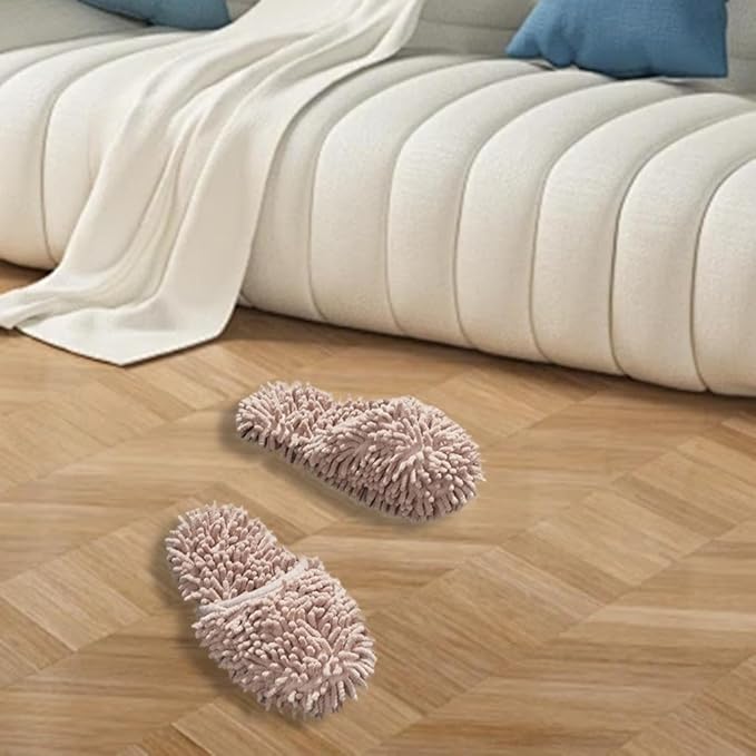 Mop Shoes for Home Cleaning, Polyester Base Board Cleaner for Dust Removal, brown