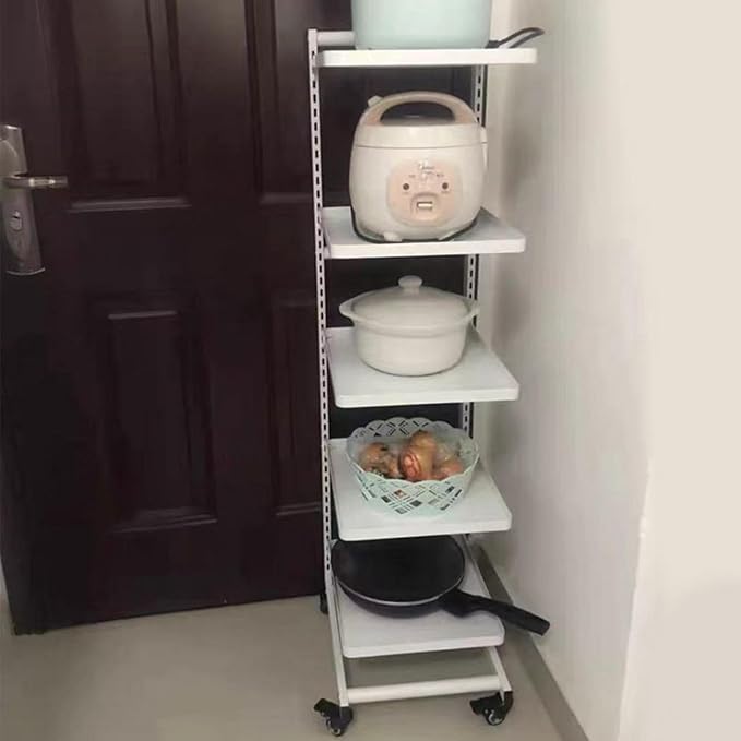 Adjustable Microwave Shelf Stand with 3 Tiers nize Plates Pots and Cups in Kitchen Cupboard Black Rack with Storage Baskets for Pan Protectors