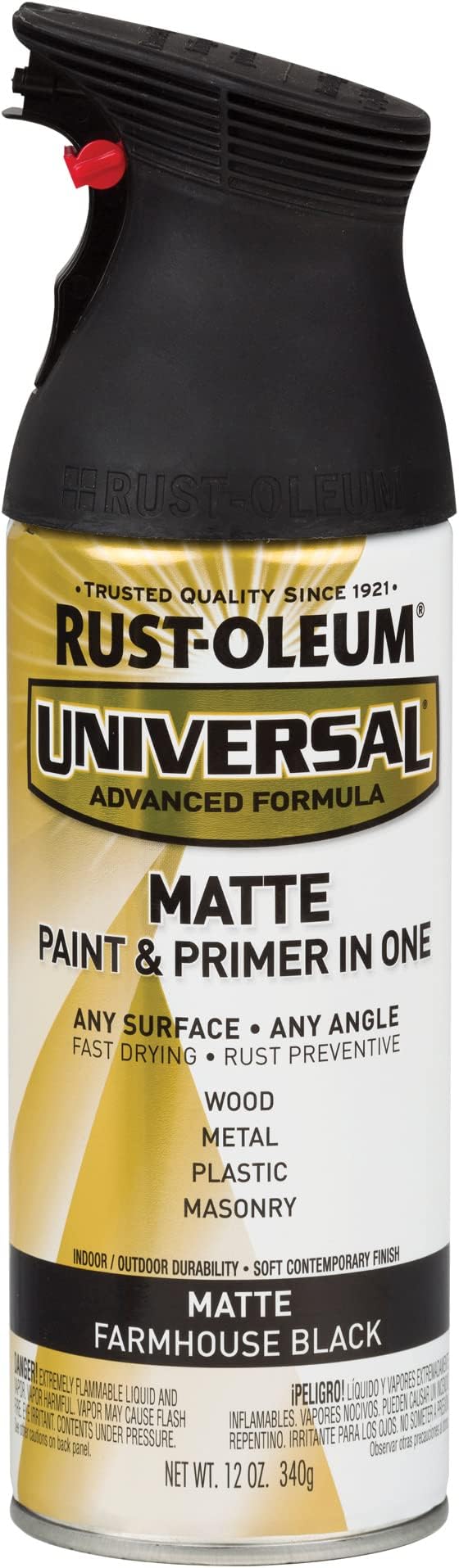 Rust-Oleum 330505-6PK Universal All Surface Spray Paint, 12 oz, Matte Farmhouse Black, 6 Pack