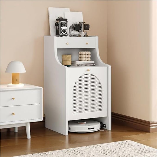 Sweeper Robot Vacuum Cleaner Storage Cabinet, Hidden Entryway or Living Room Cabinet with Doors, Sofa Sideboard Adaptable for Living Room, Entryway or Balcony(White,55cm/21.7in)