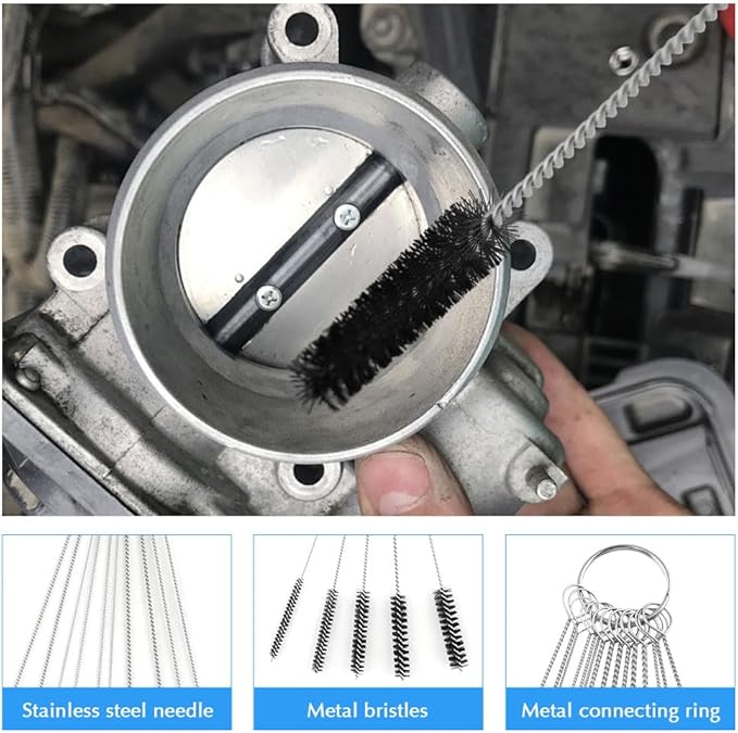 Carburetor Cleaning Kit, 37Pcs Torch Tip Cleaner Set with 3 Double Head Brush 23 Needles 5 Nylon Brushes 1 Scraper 4 Cleaning Hooks and Case for Motorcycle/ATV/Lawn Mower/Torch Chainsaw Small Engines