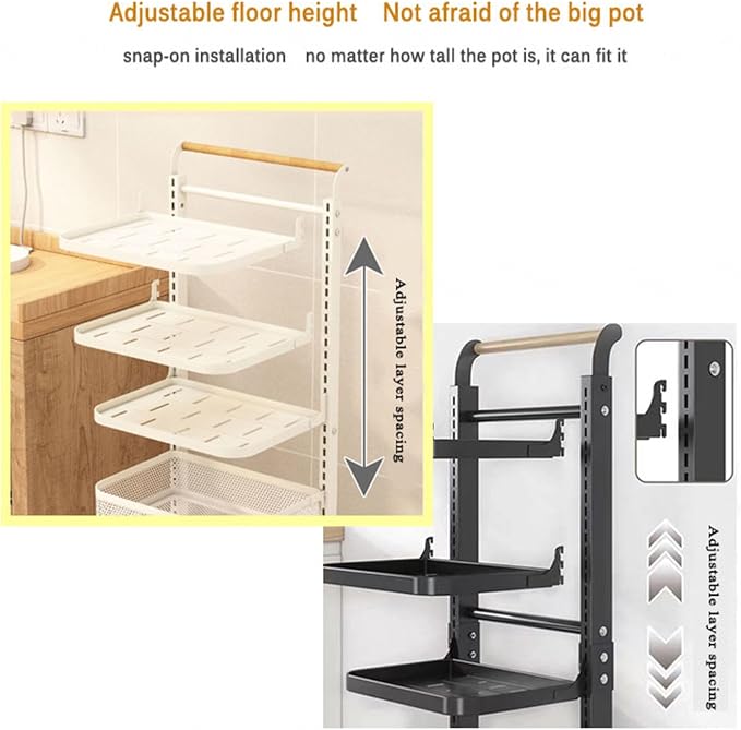 3 Tier Microwave Shelf Stand Pan Storage nizer for Kitchen Sliding Plate Rack for Cupboard Storage White (3 * 3 Boards)