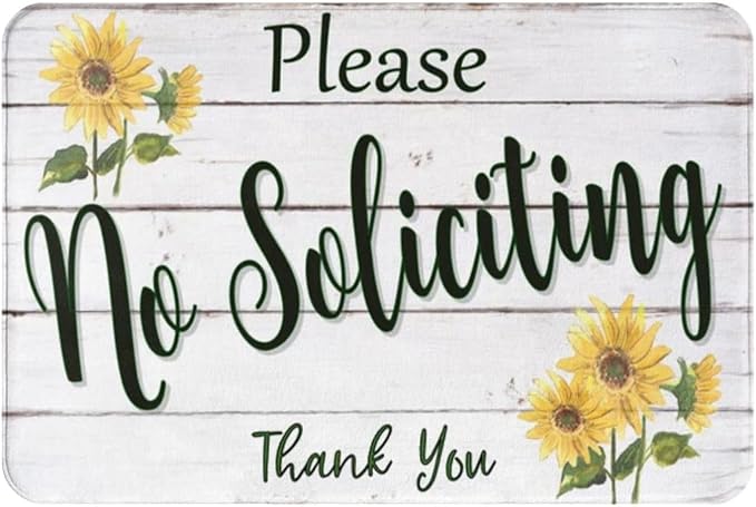 Please No Soliciting Thank You Do Not Disturb Non-Slip Resist Dirt Doormat Entrance Rug Inside Floor Mats for Home Bedroom Kitchen Front Porch Gift for Women Men 16x24 Inch