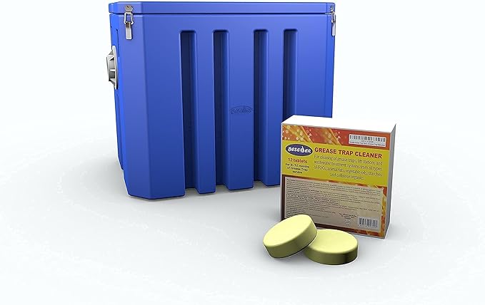 Grease Trap + Grease Trap Cleaner - Grease Interceptor 10 GPM - Grease Traps For Restaurants + Grease Trap Tablets 12 pcs - 20 Lb Grease Trap Interceptor - Plastic Under Sink Grease Trap