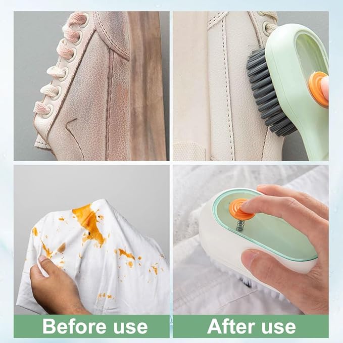 2026 New Shoe Cleaning Brush, 2PCS Laundry Brush Shoe Brush Liquid Shoe Brush, Household Cleaning Clothes Shoes Brush with Liquid Box for Washing Clothes Shoes (Green+Green)