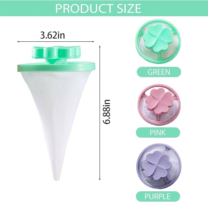 2026 New Pet Hair Remover for Laundry,Lint Catcher for Washing Machine,Washing Machine Lint Catcher, Floating Hair Filter. (Four Leaf Clover Mixed Color)