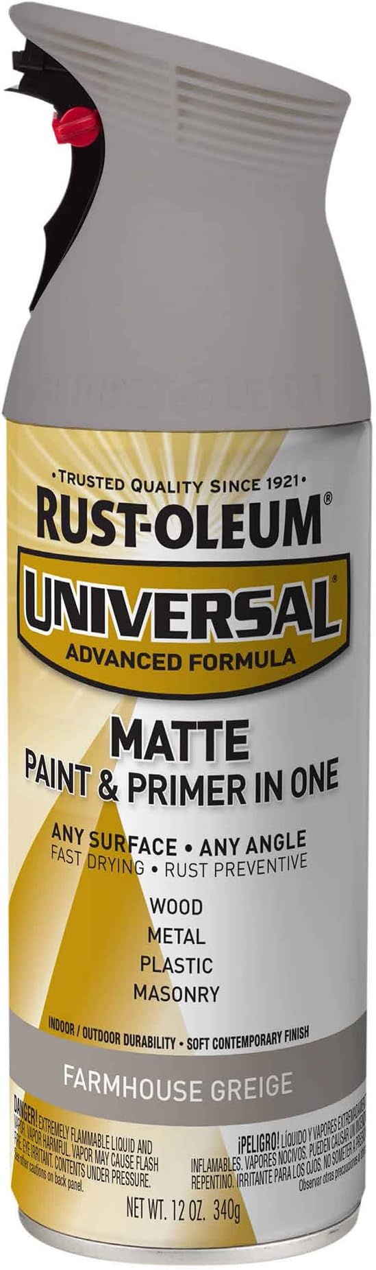 Rust-Oleum 376724 Universal All Surface Spray Paint, 12 oz, Matte Farmhouse Greige