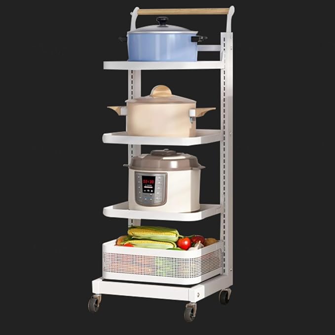 Black Pan Storage Stand for Kitchen Drawers with Free Standing Cupboard nizers Pot Holder and Shelves White (4 Boards 1 Basket)
