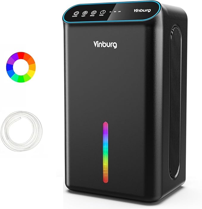 Dehumidifier for Basement (85 OZ, 800 sq ft) Quiet Dehumidifiers for Home, Auto Shut-Off, Sleep Mode, 3 Gear Timer(8H,16H,24H), Small Dehumidifier for Bedroom, Bathroom with Drain Hose(Dark Black)