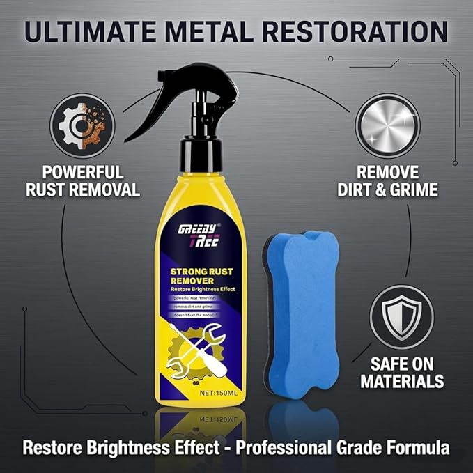 Effortless Rust Remover Kit - Removes Rust, Oxidation & Dirt - 5.07oz & Suitable for cars and metal tools - Aluminum, Chrome & Steel,with Sponge Pad
