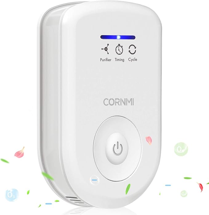 Air Purifiers Plug in Wall for Home, Small Odor Eliminator丨Ozone Negative Ion Dual Function丨Ionizer to Remove Smoke Pet Smell Portable Deodorizer Freshener Cleaner for Bedroom Bathroom Kitchen (White)