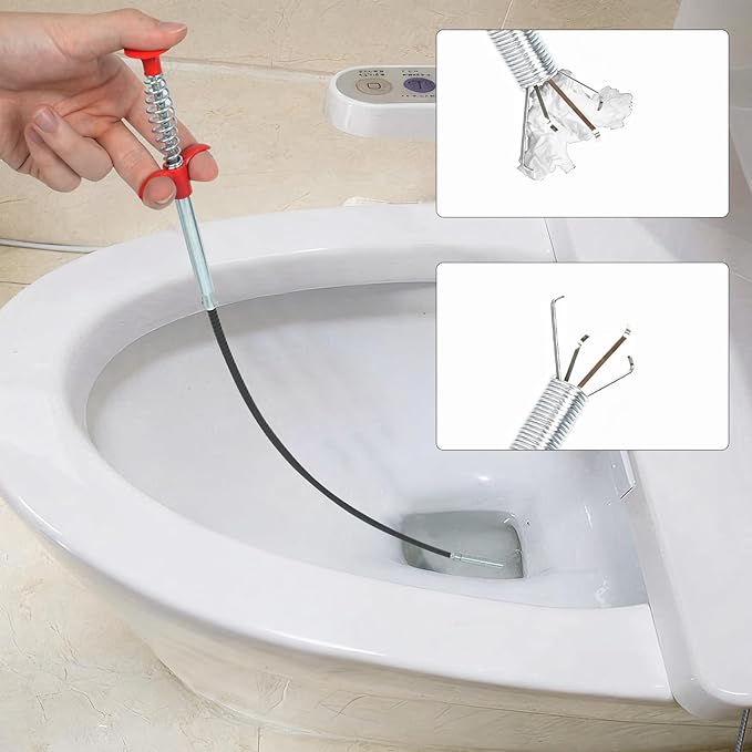 Drain Snake, 63-Inch Drain Clog Remover Tool, Flexible Grabber Claw for Bath Tub, Toilet, Kitchen Sink & Sewer