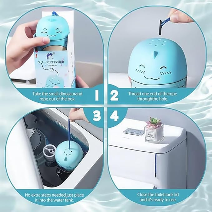 Dinosaur Toilet Bowl Cleaner Bottle, 2026 Upgraded Cute Dinosaur-Shaped Magic Automatic Toilet Tank Cleaner Bottle, Long-Lasting Bathroom Tank Crazy Cleaning Deodorizer Wonder(3pcs-Ocean)