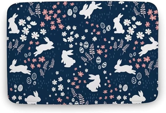 Cute Bunnies in Flower Sweet Easter Rabbits Mat Add Charm to Your Home with a Fall Doormat Outside Indoor Area Rugs Front Door Mats for Outdoor Entrance 18x30 inch