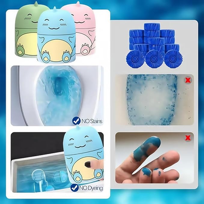 Dinosaur Toilet Bowl Cleaner Bottle, 2026 Upgraded Cute Dinosaur-Shaped Magic Automatic Toilet Tank Cleaner Bottle, Long-Lasting Bathroom Tank Crazy Cleaning Deodorizer Wonder(3pcs-Jasmine)