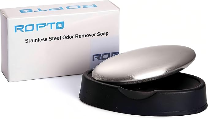 Stainless Steel Soap, Hand Odor Eliminator Remover Odor Absorber Like Onion Garlic Fish Scents from Hands and Skin - Kitchen Gadgets with Soap Dishes