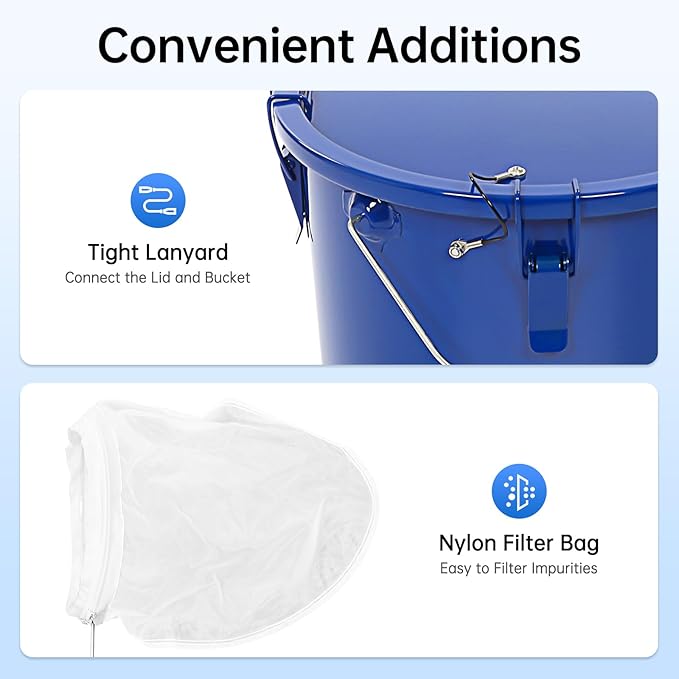 Grease Bucket 6 Gal, Fryer Oil Storage Container with Lid & Filter Bag, Portable Used Cooking Oil Disposal Can with Handle, Carbon Steel Grease Trap for Restaurant Kitchen Food Truck