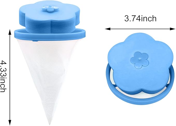 NEIJIANG Lint Catcher for Laundry,Pet Hair Remover for Laundry,Washing Machine Floating Lint Mesh Bag,Reusable Household Hair Filter Washer Lint Trap Net Pouch 4 Pieces (Blue)