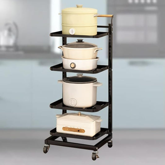 3 Tier Saucepan Storage Shelf for Kitchen Counter Large Cupboard nizer for Microwave Black Space Saving Solution
