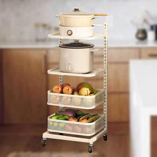 3 Tier White Pots and Pans nizer for Drawer Storage with Saucepan Racks and Free Standing Microwave Shelf Space Saving Kitchen Storage Solution
