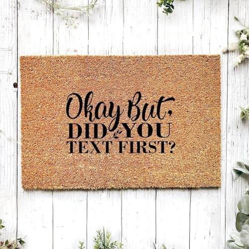 Okay But Did You Text First Lucky Shamrock Doormat Bath Rug Welcome Mat Non Slip Dust Floor Carpet for Kitchen Front Hall Lawn 18x30 inch