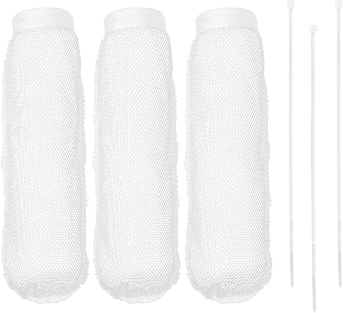 3 Pcs Lint Traps for Washing Machine Hose,Washer Hose Lints Trap Mesh with 3 Cable Ties Washing Machine Lint Traps for Drain Hoses,White