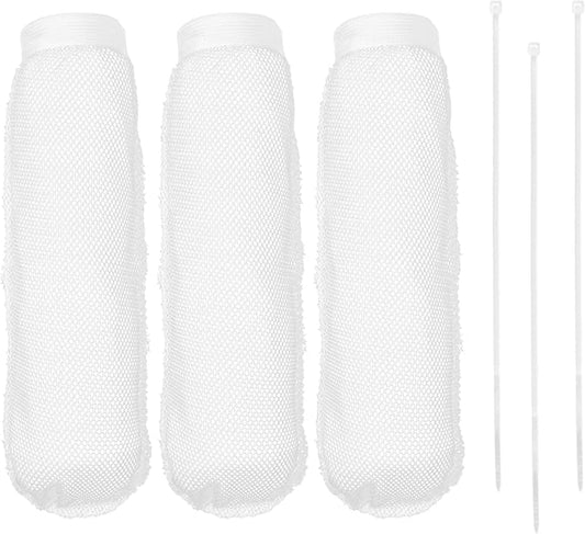 3 Pcs Lint Traps for Washing Machine Hose,Washer Hose Lints Trap Mesh with 3 Cable Ties Washing Machine Lint Traps for Drain Hoses,White